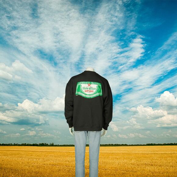 90s Vintage Hawaiian Nurtured Black Pullover Crewneck Sweatshirt L - Picture 2 of 9